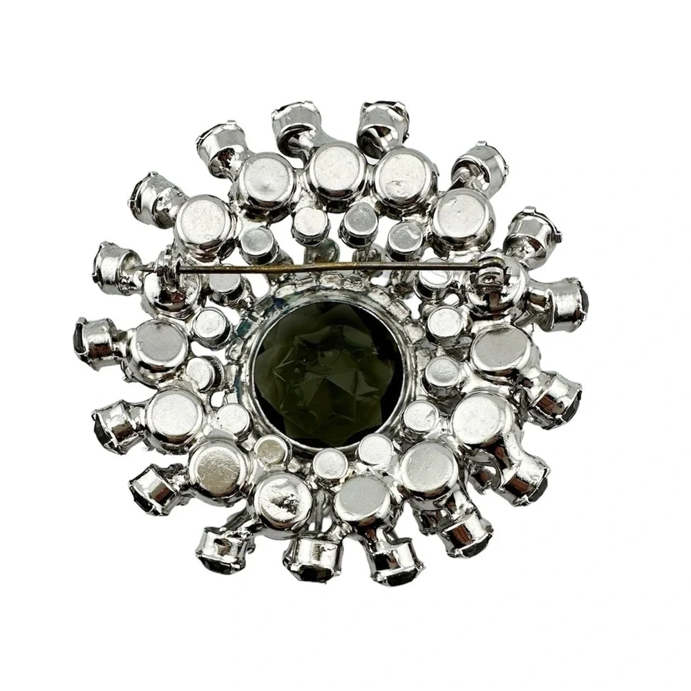 Juliana D&E Brooch Domed, Layered Aurora Borealis Rhinestone Pin Vintage
